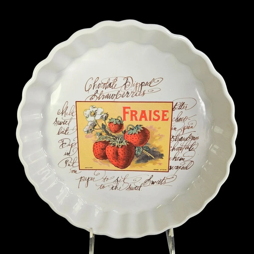 Williams Sonoma Strawberry Fraise‎ Rosanna Quiche Tart Fluted Dish Italy READ